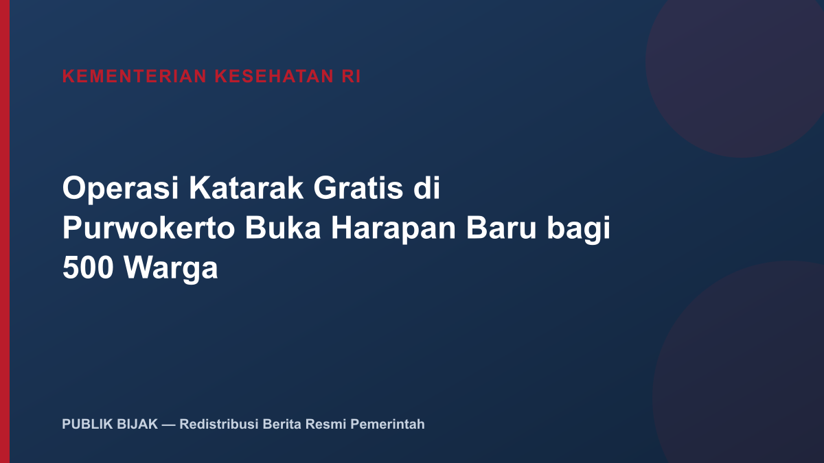 Operasi Katarak Gratis di Purwokerto Buka Harapan Baru bagi 500 Warga